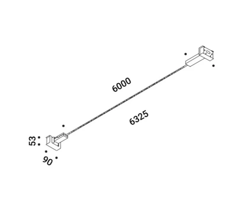Applique*Davide Groppi Applique murale, Flash 6, , LED, dim, 3000K, 6708 lm, L600cm, H5,3cm - noir mat