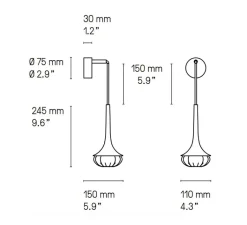 Applique*CVL Applique murale, Flea, , Ø11cm, H24,5cm - graphite satiné
