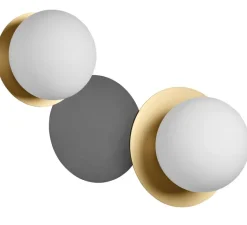 Applique*MDC Applique murale, Floc Duo Plus M, , IP44, L49,7cm, H28,8cm - laiton mat, noir mat