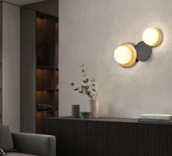 Applique murale, Floc Duo Plus M, laiton mat, noir mat, IP44, L49,7cm, H28,8cm - MDC