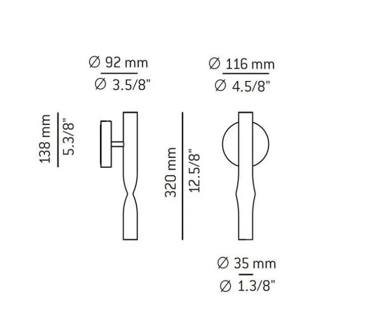 Applique murale, Flow, A-3730, noir mat, LED, 2700k, 565 lm, L11,6cm, H32cm - Estiluz