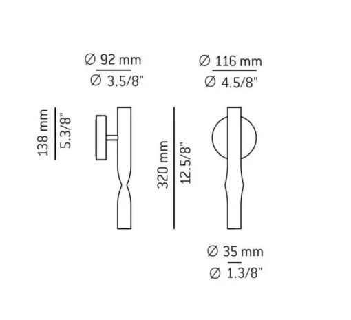 Applique*Estiluz Applique murale, Flow, A-3730, , LED, 2700k, 565 lm, L11,6cm, H32cm - or satiné