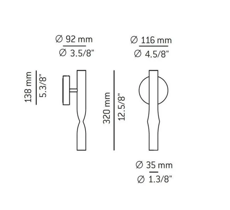 Applique*Estiluz Applique murale, Flow, A-3730, , LED, 2700k, 565 lm, L11,6cm, H32cm - or satiné