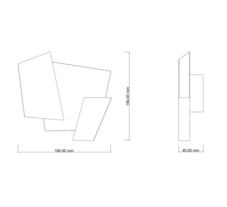 Applique*Ombre portée Applique murale, Folded, laiton, brossé et ciré, LED, 2700k, 560 lm, L18cm, H18cm - laiton martelé, brossé et ciré