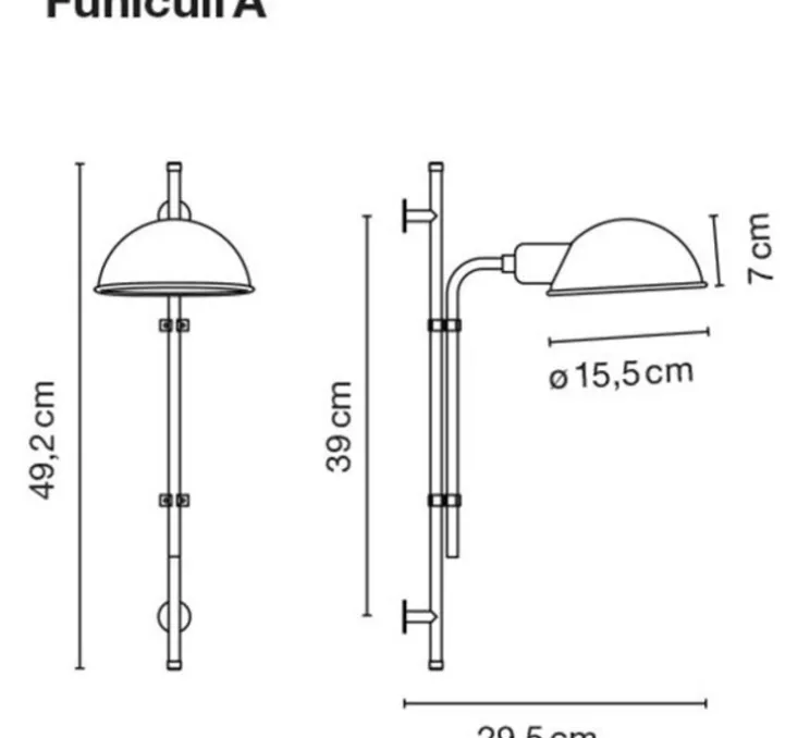 Applique murale, Funiculi, gris, Ø15,5cm, H49,2cm - Marset