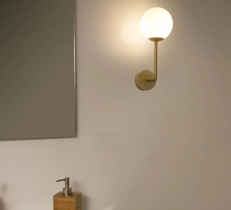 Applique*Faro Applique murale, Gala, , IP44, L11,5cm, H32cm - laiton, verre opalin