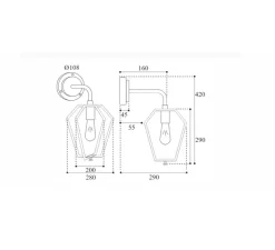Applique*Moretti Luce Applique murale, Gemstone 3486, , L28cm, H42cm - Laiton vieilli