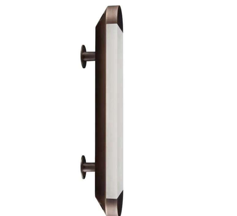 Applique*Entrelacs Applique murale, Ghost 430, , IP44, LED, dim, 2700K, 500 lm, L9,5cm, H42,7cm - Albâtre veines blanches, Bronze moyen