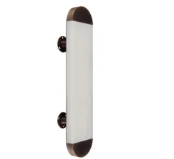 Applique*Entrelacs Applique murale, Ghost 430, , IP44, LED, dim, 2700K, 500 lm, L9,5cm, H42,7cm - Albâtre veines blanches, Bronze moyen