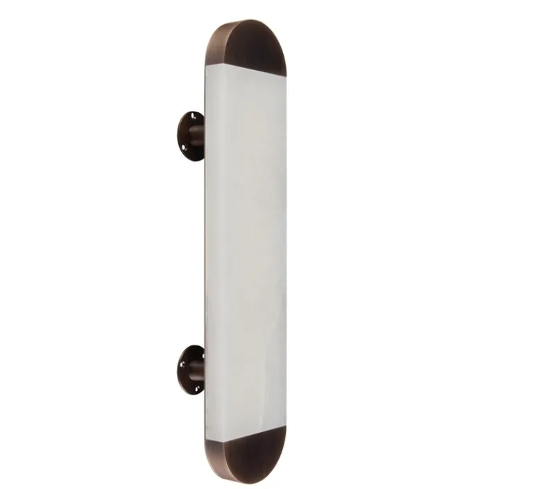 Applique*Entrelacs Applique murale, Ghost 430, , IP44, LED, dim, 2700K, 500 lm, L9,5cm, H42,7cm - Albâtre veines blanches, Bronze moyen