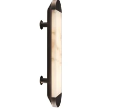 Applique murale, Ghost 570, Albâtre veines marron, Bronze moyen, IP44, LED, dim, 2700K, 700 lm, L12,6cm, H57cm - Entrelacs