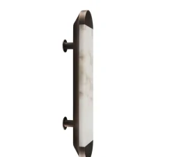 Applique murale, Ghost 570, Albâtre veines marron, Bronze moyen, IP44, LED, dim, 2700K, 700 lm, L12,6cm, H57cm - Entrelacs