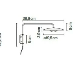Applique*Marset Applique murale, Ginger 20A, , 2700K, 500lm, Ø,38.9m, H22.2cm - chêne