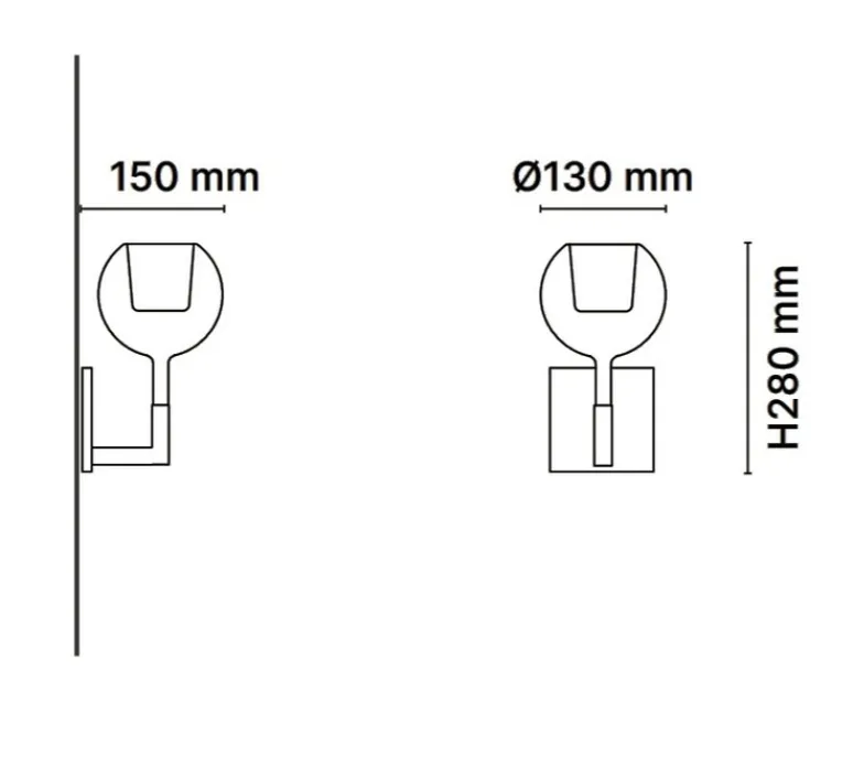 Applique*Penta Applique murale, Glo Mini, structure , verre miroir , Ø13cm, H28cm - or