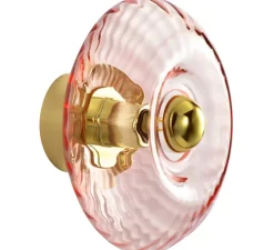 Applique murale, GRACE PETITE, rose spinelle avec collerette dorée, 2700K, 360lm, Ø20cm, H12,5cm - Elements Lighting