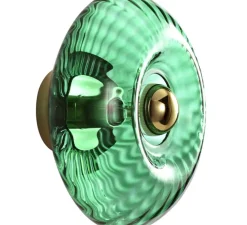 Applique murale, GRACE, vert émeraude avec collerette dorée, 2700K, 700lm, Ø28cm, H14cm - Elements Lighting