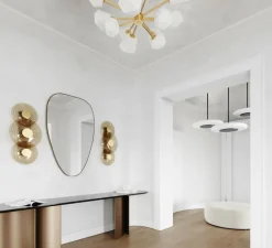 Applique*Hudson Valley Lighting Applique murale, Griston, , LED, dim, 2700K, 125 lm, Ø30,5cm, H65,5cm - verre fumé, laiton