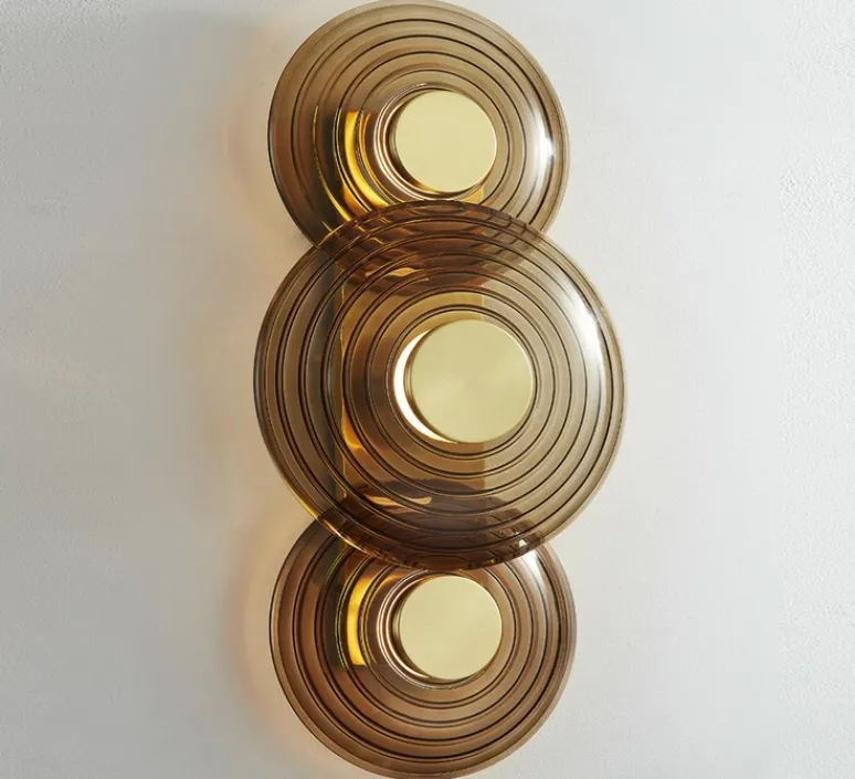 Applique*Hudson Valley Lighting Applique murale, Griston, , LED, dim, 2700K, 125 lm, Ø30,5cm, H65,5cm - verre fumé, laiton