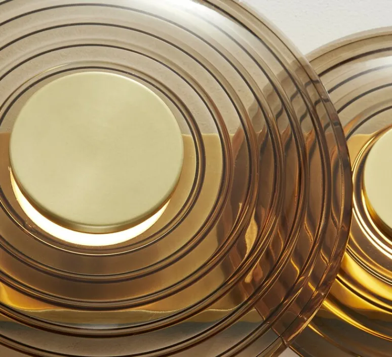 Applique*Hudson Valley Lighting Applique murale, Griston, , LED, dim, 2700K, 125 lm, Ø30,5cm, H65,5cm - verre fumé, laiton