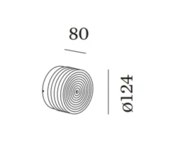 Applique*Wever&Ducré Applique murale, Hajo 1.0, , IP44, LED, dim, 2700K, 430 lm, Ø12,4cm, H8cm - base noir, verre ambré