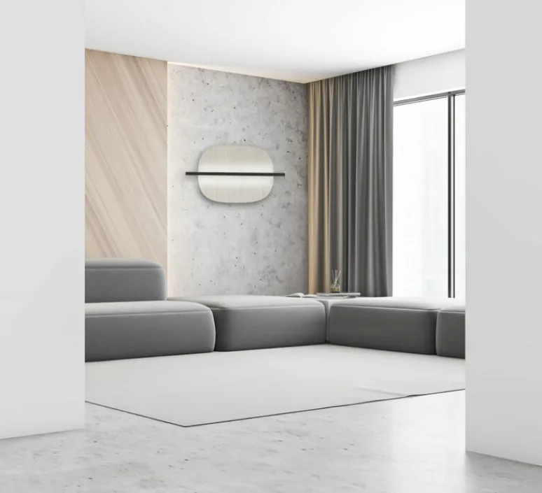 Applique*Penta Applique murale, Hang Out, ovale, large, , LED, dim, 2700K, 1561 lm, L106cm, H50cm - bois de frêne blanchi