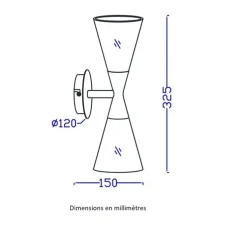 Applique murale, Harlekin Duo, Graphite, Ø10,5cm, H32cm - Herstal