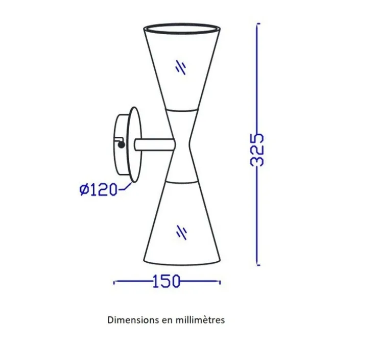 Applique murale, Harlekin Duo, Graphite, Ø10,5cm, H32cm - Herstal