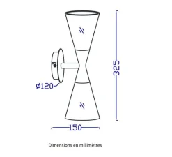 Applique*Herstal Applique murale, Harlekin Duo, , Ø10,5cm, H32cm - chrome