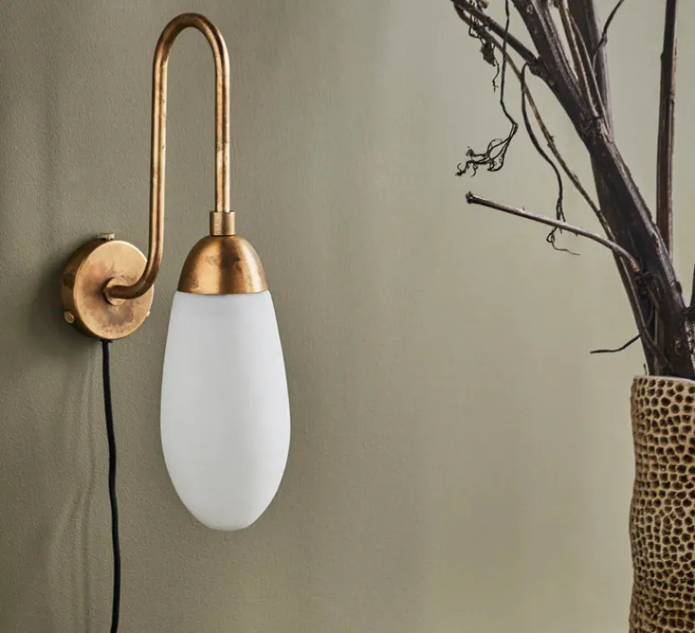 Applique*House Doctor Applique murale, HDDrop, , Ø11cm, H45cm - blanc, laiton antique