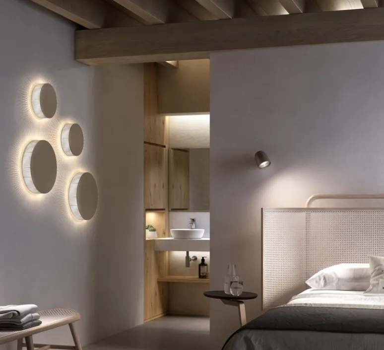 Applique*Bover Applique murale, Helios A/01, , LED, dim, 2700K, 2000 lm, Ø26cm, P7,5cm - chêne