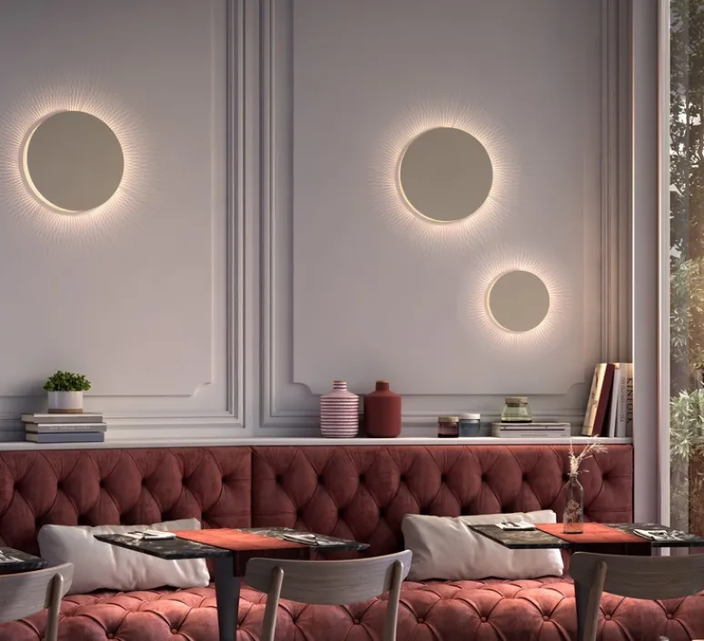 Applique*Bover Applique murale, Helios A/01, , LED, dim, 2700K, 2000 lm, Ø26cm, P7,5cm - chêne