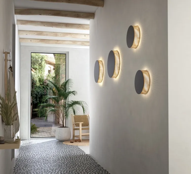 Applique*Bover Applique murale, Helios A/01, , LED, dim, 2700K, 2000 lm, Ø26cm, P7,5cm - chêne