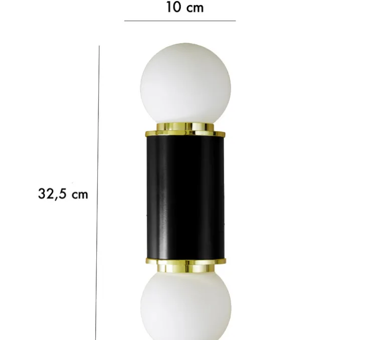 Applique murale, Hélène, noir, Ø10cm, H44cm - COSIN