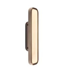 Applique*Entrelacs Applique murale, Hublot 500, veines blanches, IP44, LED, dim, 2700k, 700 lm, L10cm, H50cm - bronze patiné, albâtre