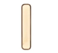 Applique*Entrelacs Applique murale, Hublot 500, veines blanches, IP44, LED, dim, 2700k, 700 lm, L10cm, H50cm - bronze patiné, albâtre