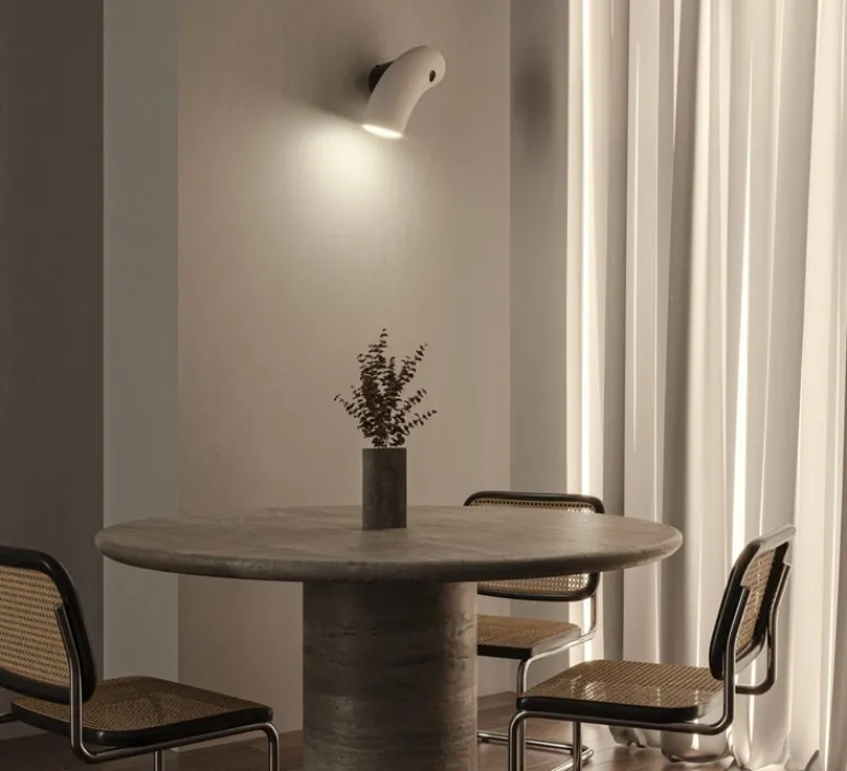 Applique*Darmes Applique murale, Hyphen droite, , Ø16cm, H32cm - porcelaine naturelle