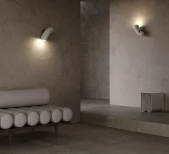 Applique*Darmes Applique murale, Hyphen droite, , Ø16cm, H32cm - porcelaine naturelle