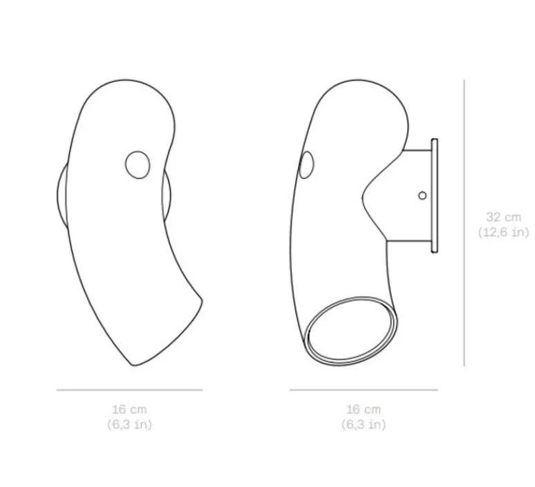 Applique*Darmes Applique murale, Hyphen droite, , Ø16cm, H32cm - porcelaine naturelle