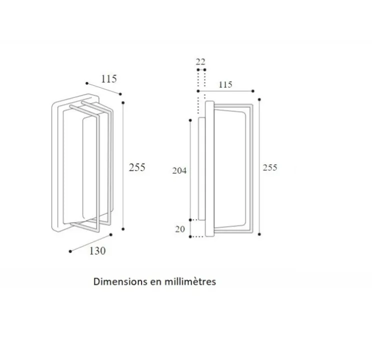 Applique murale, Ice Cubic rectangular 3413, laiton naturel, IP65, L13cm, H25,5cm - Moretti Luce