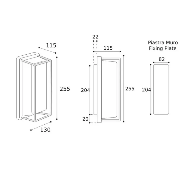 Applique*Moretti Luce Applique murale, Ice Cubic rectangular, 3414, , IP65, L13cm, H25,5cm - nickel
