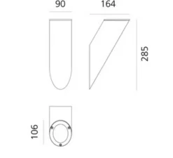 Applique*Artemide Applique murale, Ilio Wall, , L10,6cm, H28,5cm - noir brillant