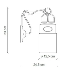Applique*Ferroluce Applique murale, Industrial C1621, , L12,5cm, H33cm - orange vintage