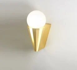 Applique murale, IP Cornet, laiton poli, IP44, L12,5cm, H21,2cm - Cvl