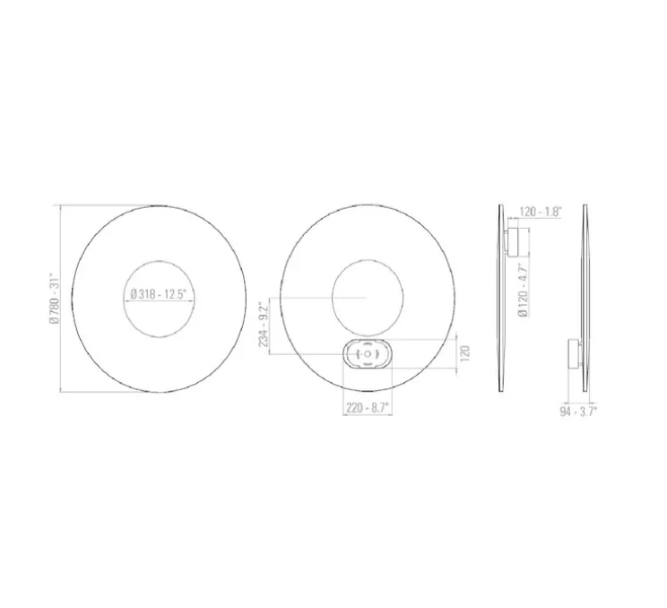 Applique murale, Iris mirror 80, blanc, LED, dim, 2700K, 4251 lm, Ø80cm, H9,2cm - Dix heures dix