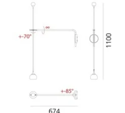 Applique*Artemide Applique murale, Ixa Arm Wall, , L15cm, H110cm - anthracite
