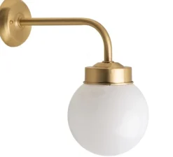 Applique*Zangra Applique murale, J'adore l'or, Glass 013, laiton, globe opalin, IP43, L10cm, H32,5cm - laiton, verre opalin