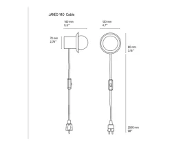 Applique murale, Janed 140 cable, Graphite satiné, L12cm, H8cm - CVL