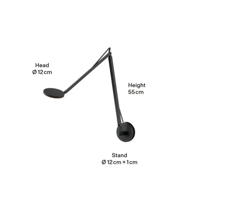 Applique*GRAU Applique murale, John, , LED, dim, 3500K, 850 lm, Ø12cm, H55cm - noir