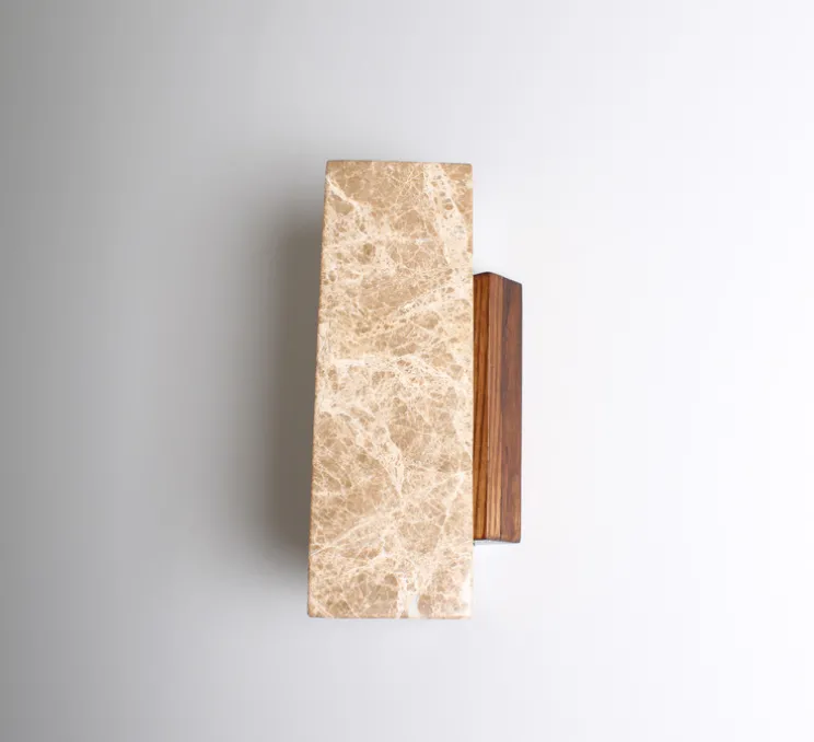 Applique murale, Kali Square, Marbre beige, L11,3cm, H25cm - BACCARIS