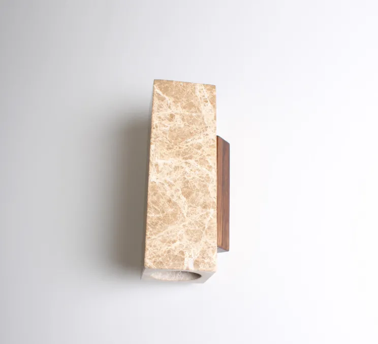 Applique murale, Kali Square, Marbre beige, L11,3cm, H25cm - BACCARIS